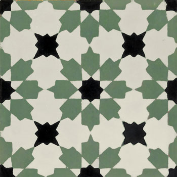 Mosaic House Moroccan tile Fassia C14-13-6 White Evergreen Pacific Blue  cement, encaustic, field, pattern classic stars 